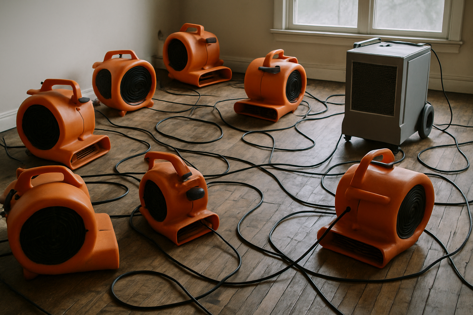 Professional water damage restoration equipment used in Austin